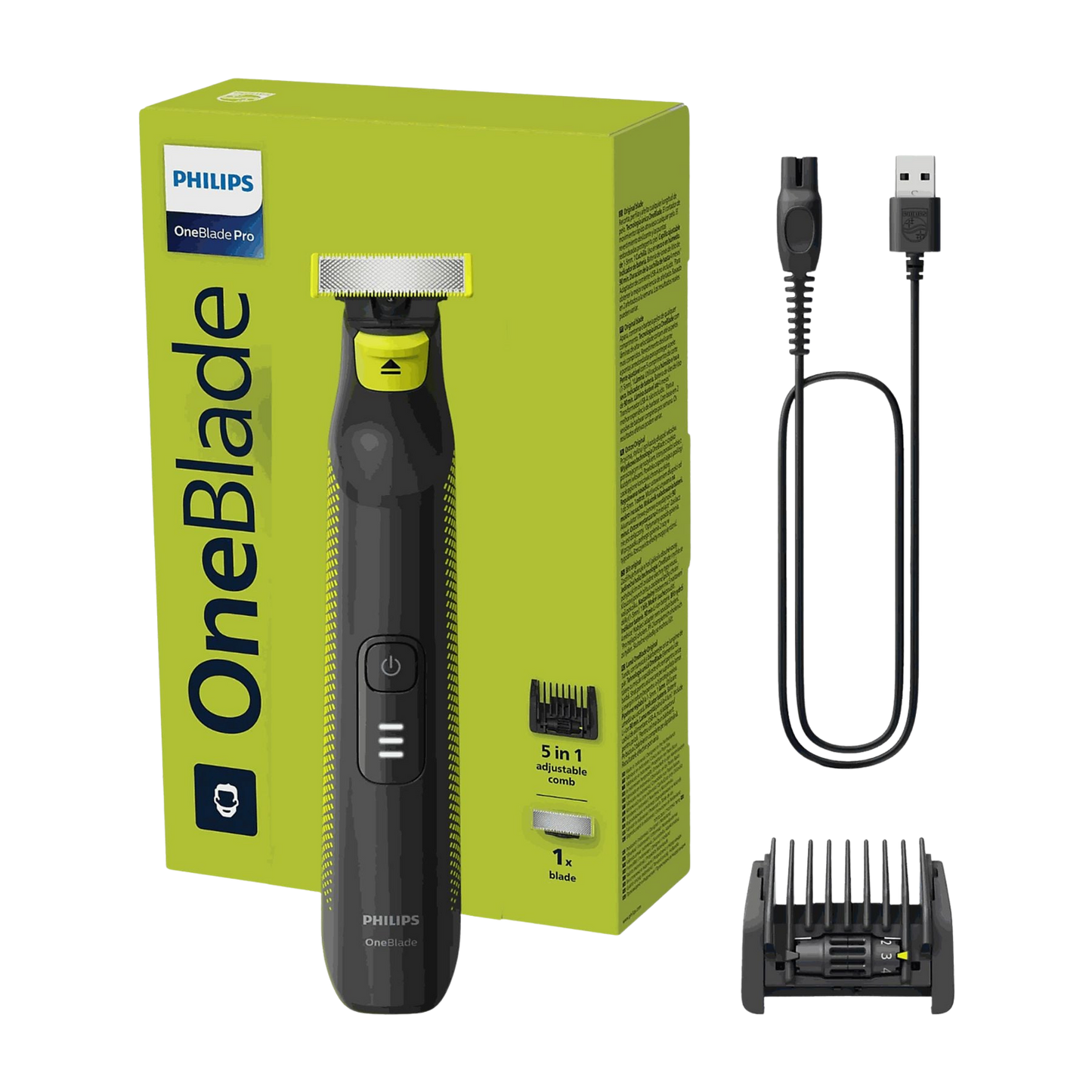 Philips OneBlade Pro 360 QP6542/15 | Recorta, Perfila y Afeita Cara y Cuerpo con 14 Niveles de Corte