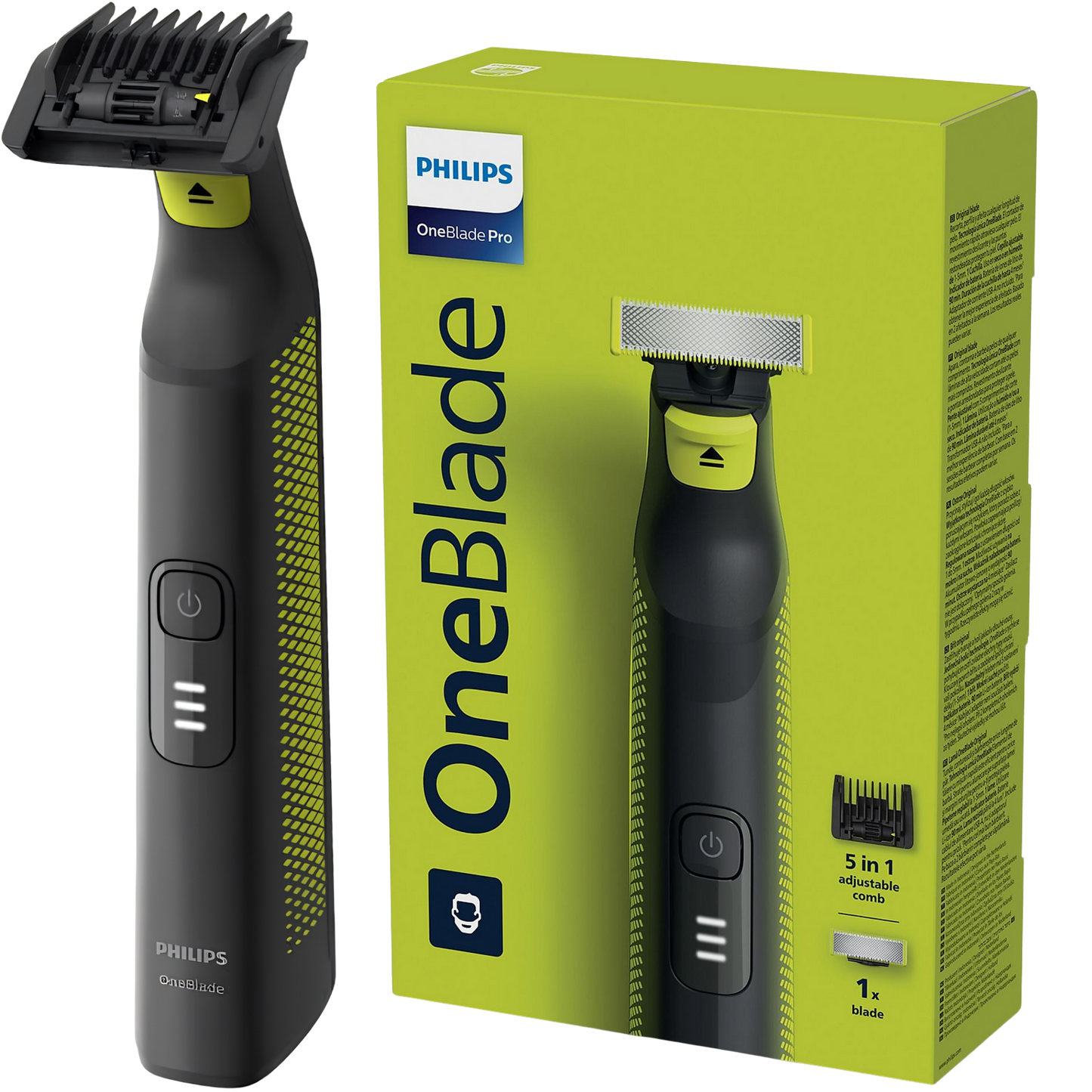 Philips OneBlade Pro 360 QP6542/15 | Recorta, Perfila y Afeita Cara y Cuerpo con 14 Niveles de Corte