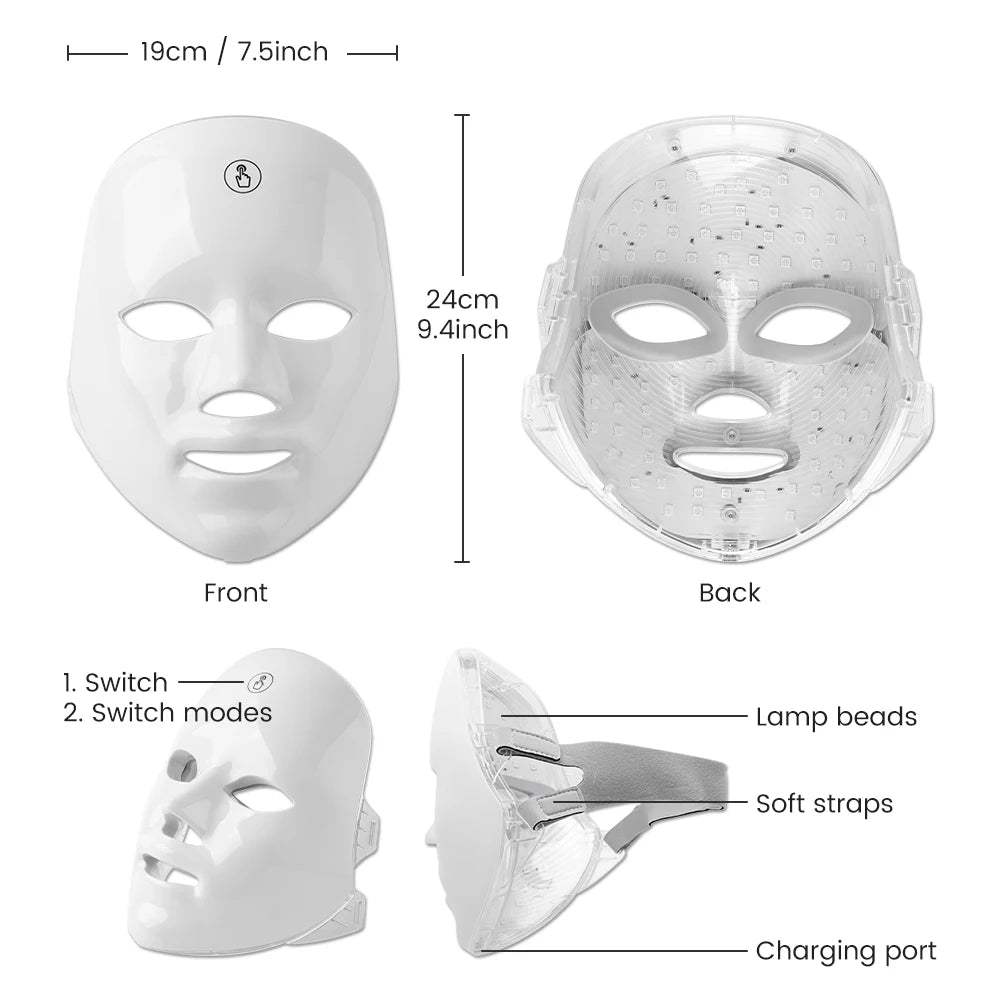 Máscara LED Facial 7 Colores