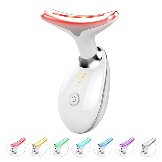 Masajeador EMS Facial y Cuello con LED 7 Colores – Reafirma, Reduce Papada y Efecto Lifting Antiarrugas