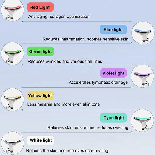 Masajeador EMS Facial y Cuello con LED 7 Colores – Reafirma, Reduce Papada y Efecto Lifting Antiarrugas