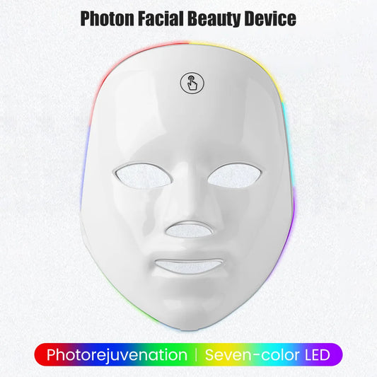 Máscara LED Facial 7 Colores Recargable – Terapia de Luz para Rejuvenecer, Reafirmar y Reducir Imperfecciones