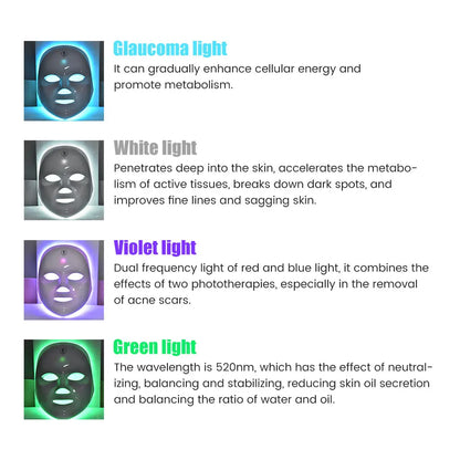 Máscara LED Facial 7 Colores