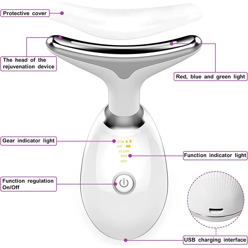 Masajeador EMS Facial y Cuello LED