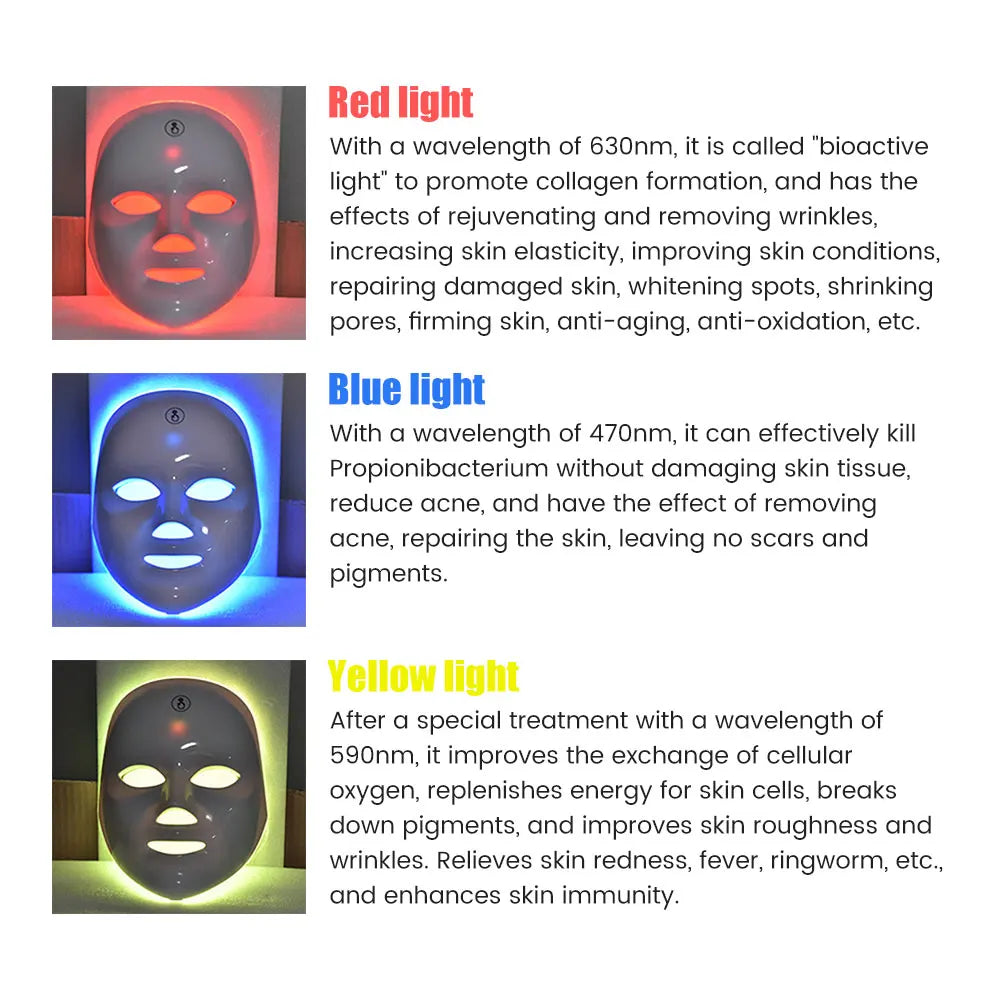 Máscara LED Facial 7 Colores