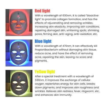 Máscara LED Facial 7 Colores