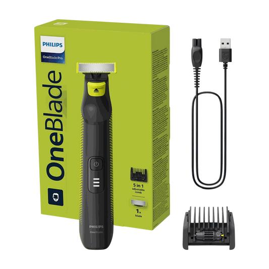 Philips OneBlade Pro 360 QP6542/15 | Recorta, Perfila y Afeita Cara y Cuerpo con 14 Niveles de Corte